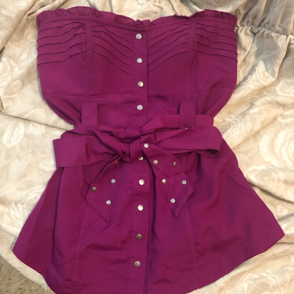 2B Bebe Strapless Button Down Top (Small)
